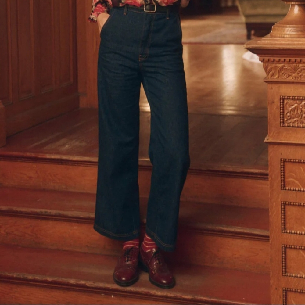 THE GREAT. Dark Blue Wide-Leg Jeans